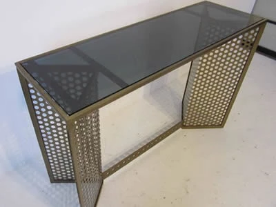 Custom perforated metal console table